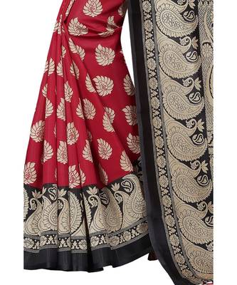 Black  printed Art Silk saree with blouse 4