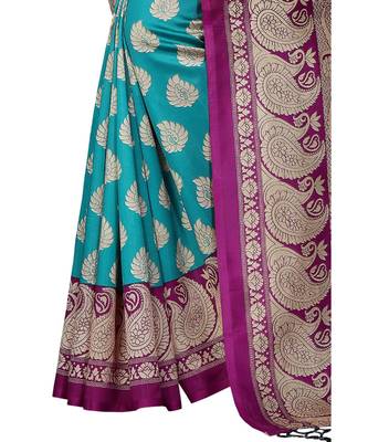 brown printed Art Silk saree with blouse 5