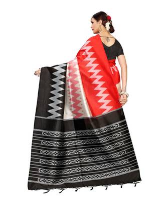 Black  printed Art Silk saree with blouse 2