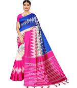 Pink  printed Art Silk saree with blouse