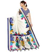 Off White printed Art Silk saree with blouse