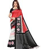 Black  printed Art Silk saree with blouse