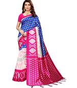 Pink  printed Art Silk saree with blouse