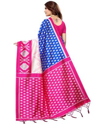 Pink  printed Art Silk saree with blouse 2