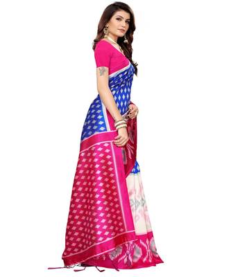 Pink  printed Art Silk saree with blouse 5