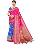 Pink  printed Art Silk saree with blouse