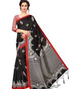 Black printed Art Silk saree with blouse