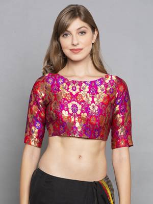 Rani Pink Brocade Saree Blouse 1