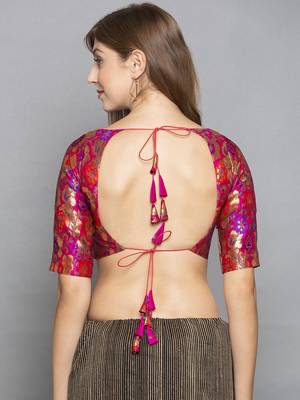 Rani Pink Brocade Saree Blouse 2