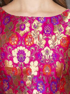 Rani Pink Brocade Saree Blouse 4