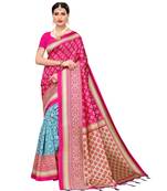 Pink  printed Art Silk saree with blouse