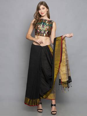 Black sleeveless Brocade Saree Blouse 1