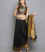 Black sleeveless Brocade Saree Blouse