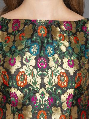 Black sleeveless Brocade Saree Blouse 5