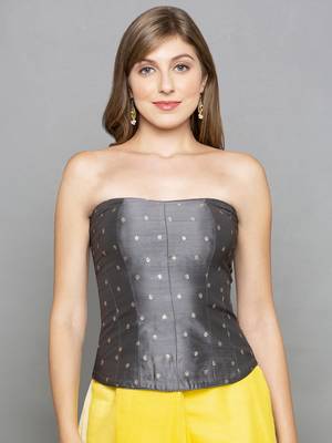 Light Grey  Taffeta Corset 2