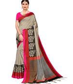 Beige  printed Art Silk saree with blouse
