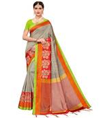 Beige  printed Art Silk saree with blouse