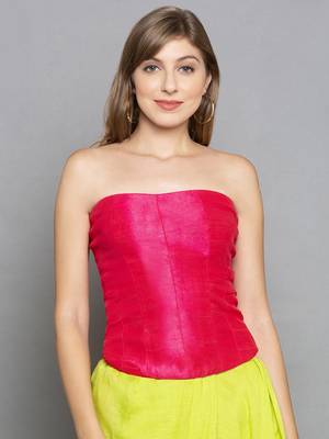 Hot Pink Taffeta Corset 2
