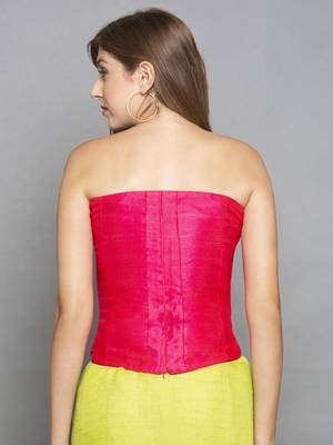 Hot Pink Taffeta Corset 3