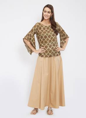 Beige Chanderi Skirt 1