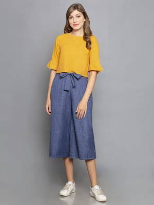 Blue Culottes with belt 1