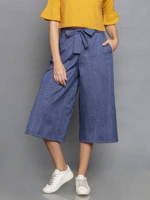 Blue Culottes with belt 2