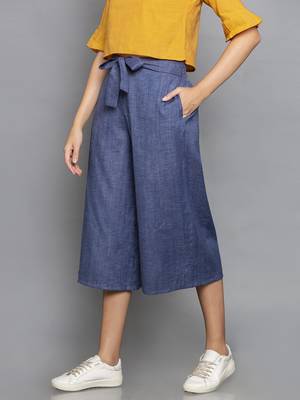 Blue Culottes with belt 4
