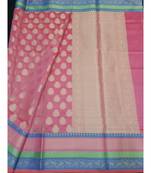 pink woven banarasi cotton saree with blouse