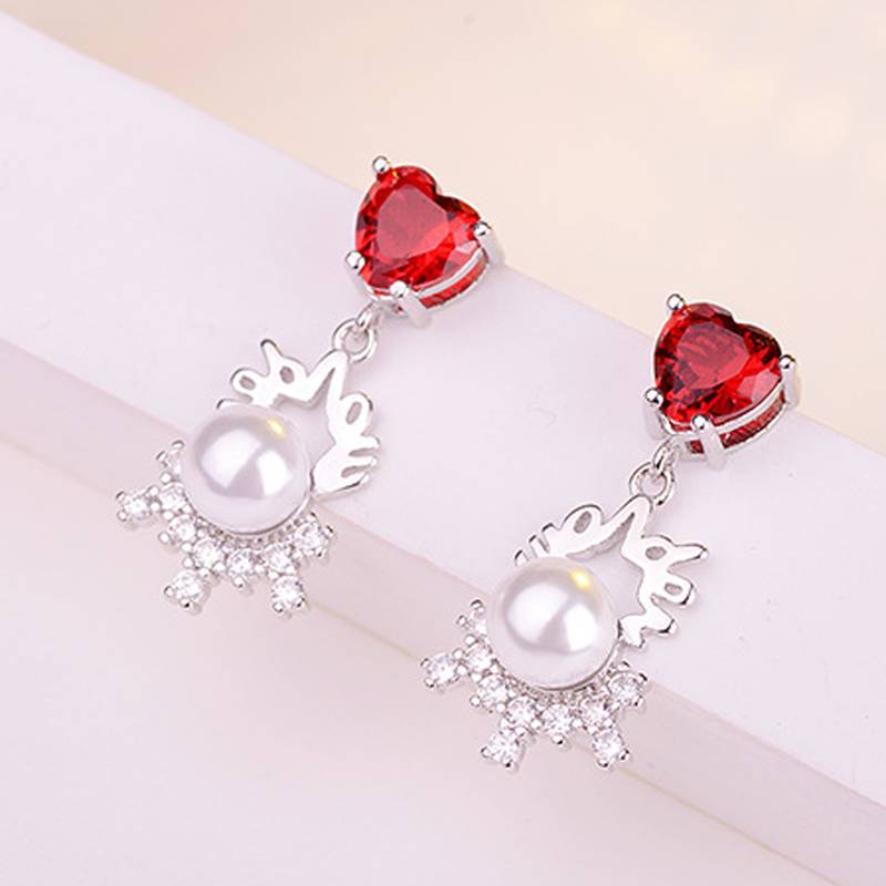 Red diamond earrings Clearance