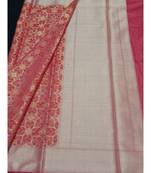 Red woven banarasi cotton saree with blouse