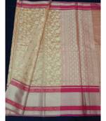 Brown woven banarasi cotton saree with blouse
