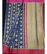 blue woven banarasi cotton saree with blouse