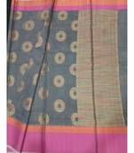 Grey woven banarasi cotton saree with blouse