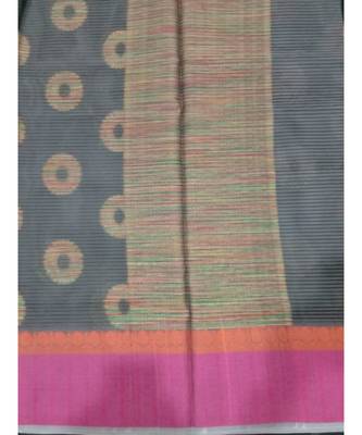 Grey woven banarasi cotton saree with blouse 2