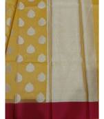 Yellow woven banarasi cotton saree with blouse