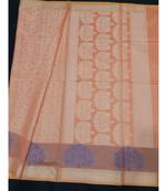 Peach woven banarasi cotton saree with blouse
