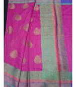 pink woven banarasi cotton saree with blouse