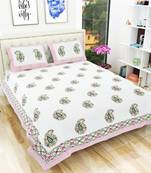 Traditional Rajasthani Hand Print King Size 300TC Bedsheet with 2 Pillow Covers (100% Cotton)