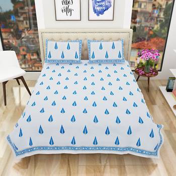 Traditional Rajasthani Hand Print King Size 300TC Bedsheet with 2 Pillow Covers (100% Cotton) 2