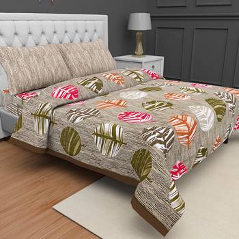 Printed Jaipuri Cotton Procion Premium Double Bedsheet with 2 Pillowcovers 1