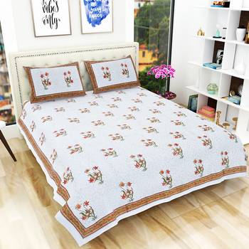 Jaipuri Premium Quality Hand Printed King Size Bedsheet with 2 Pillow Covers 1