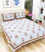 Jaipuri Premium Quality Hand Printed King Size Bedsheet with 2 Pillow Covers