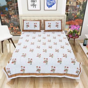 Jaipuri Premium Quality Hand Printed King Size Bedsheet with 2 Pillow Covers 2