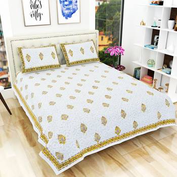 Jaipuri Premium Quality Hand Printed King Size Bedsheet with 2 Pillow Covers 1