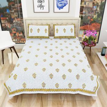 Jaipuri Premium Quality Hand Printed King Size Bedsheet with 2 Pillow Covers 2