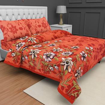 Printed Jaipuri Cotton Procion Premium Double Bedsheet with 2 Pillowcovers 1