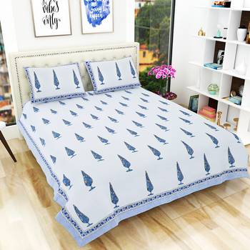 300TC Premium Rajasthani Traditional Double Bedhseet with 2 Pillow Covers 1
