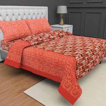Printed Jaipuri Cotton Procion Premium Double Bedsheet with 2 Pillowcovers 1