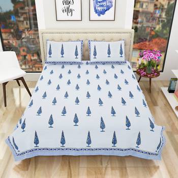 300TC Premium Rajasthani Traditional Double Bedhseet with 2 Pillow Covers 2