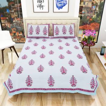300TC Premium Rajasthani Traditional Double Bedhseet with 2 Pillow Covers 2
